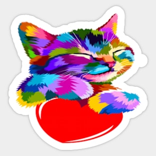 smilin cat hug heart design - Gifts Sticker